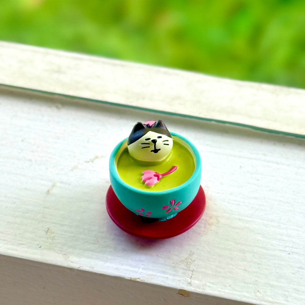Japanese Sakura Matcha Cat Figurine