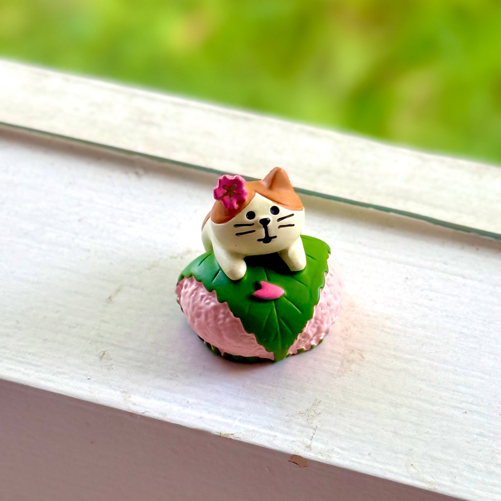 Japanese Sakura Matcha Cat Figurine