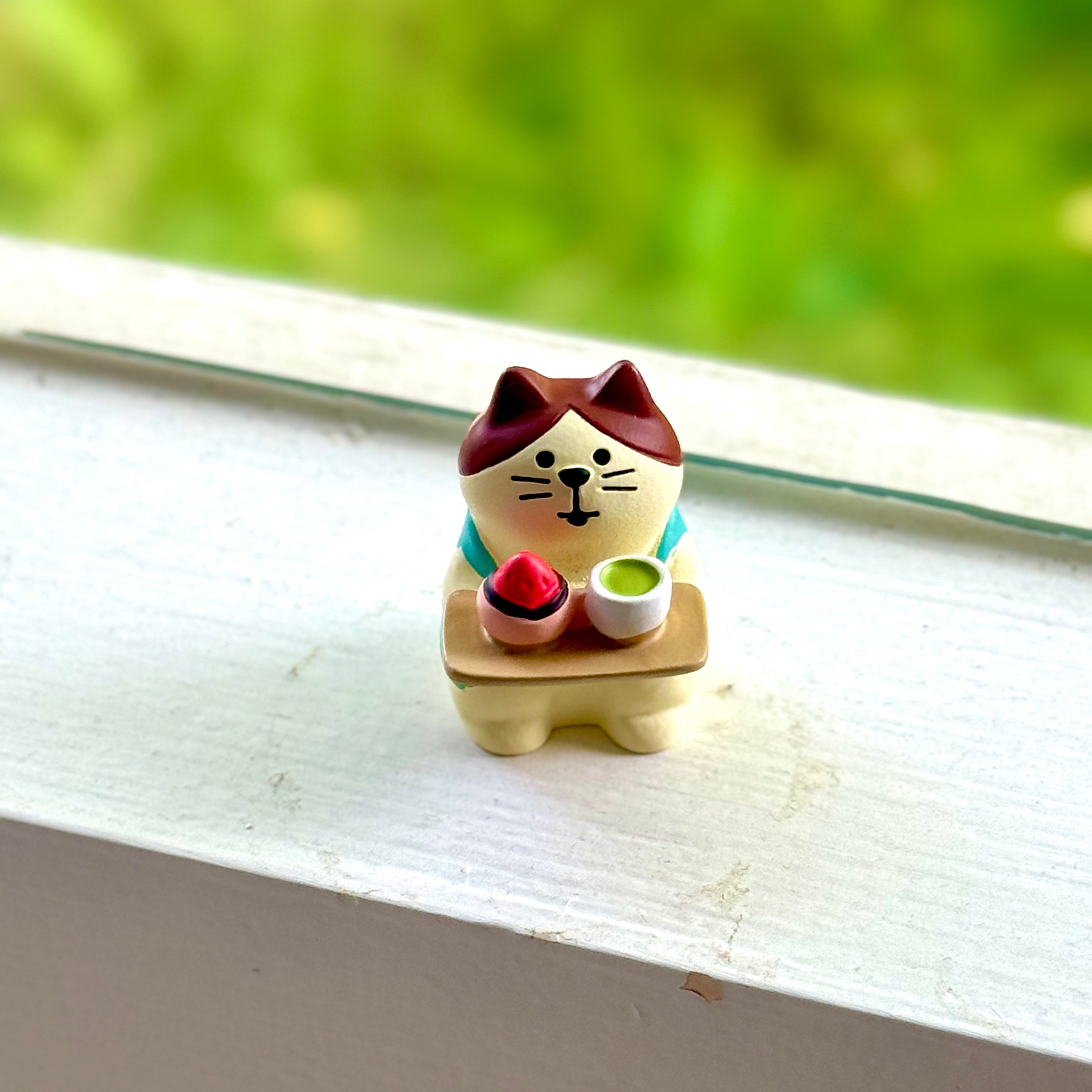 Japanese Sakura Matcha Cat Figurine
