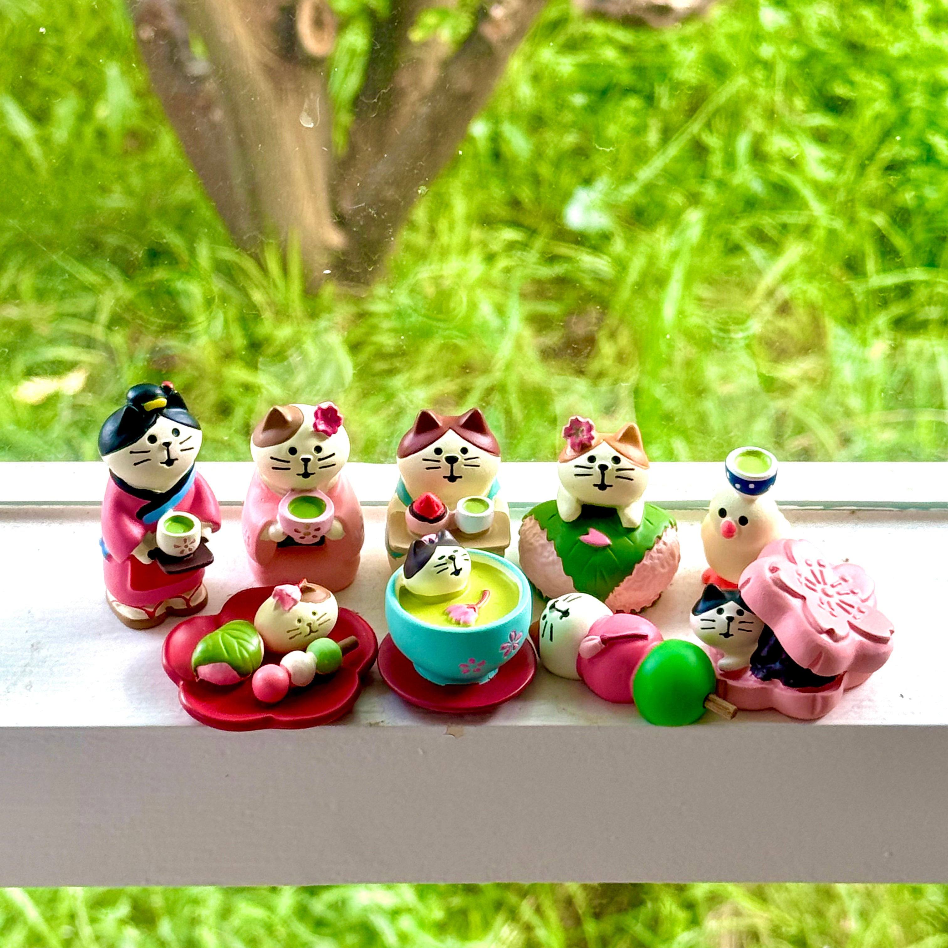 Japanese Sakura Matcha Cat Figurine